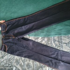 Dark Blue Jeans with Orange Stitching